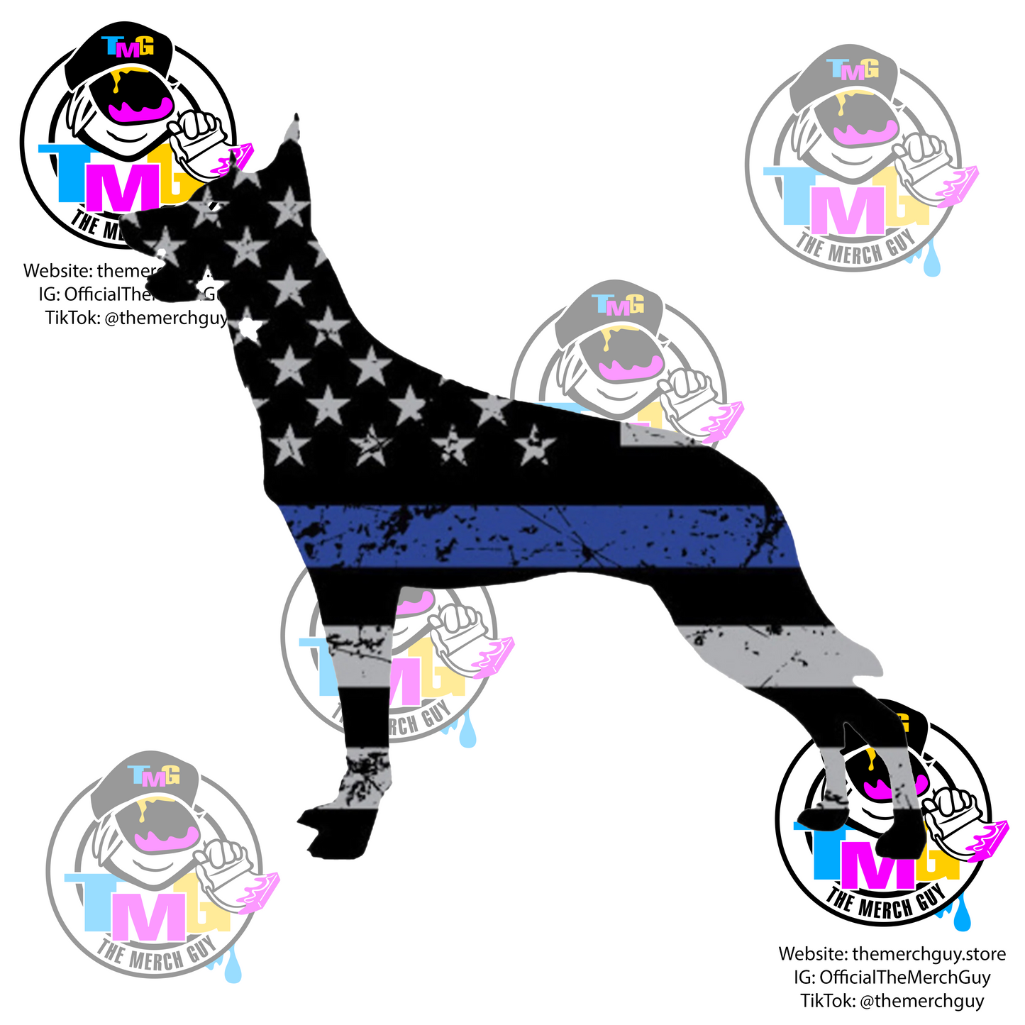 Belgian Malinois Sticker with Thin Blue Line - Police, K9, Blue Line