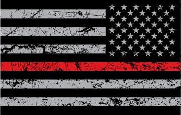 USA Flag Red Line Distressed Flag Sticker Decal, Firefighter Sticker, Thin Red Line