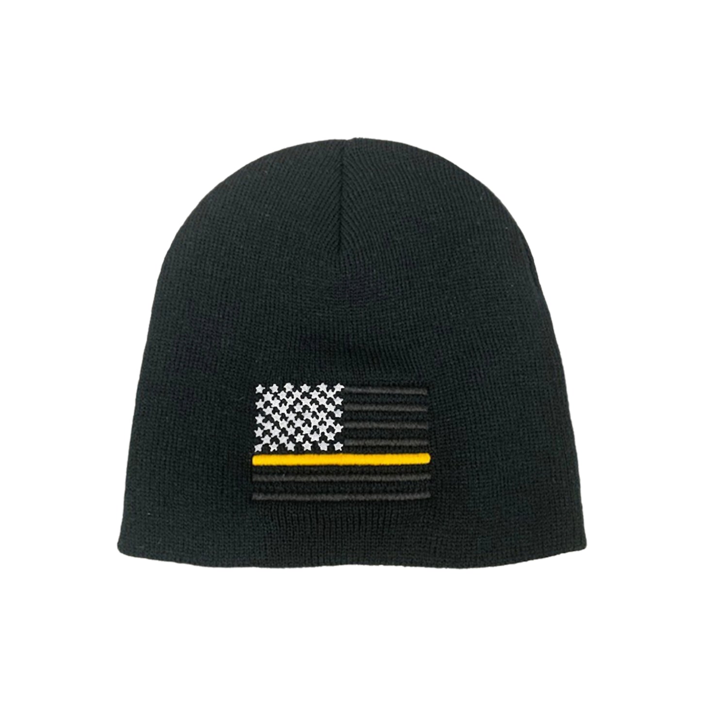 USA Flag Gold Line Embroidered Beanie
