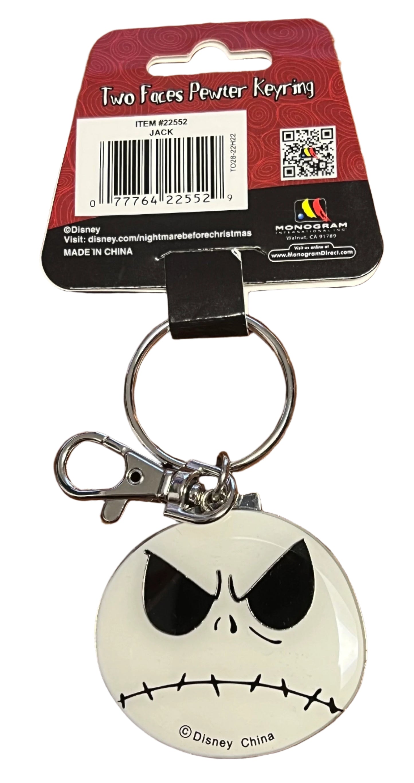 Officially Licensed Jack Skellington Lasered 2-Sided Keychain