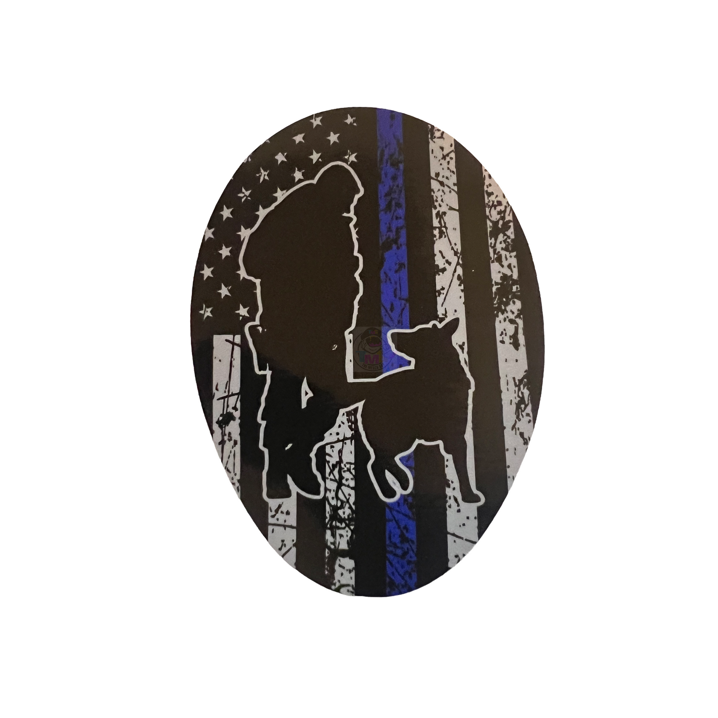 Police K9 and Handler Thin Blue Line USA Flag Sticker