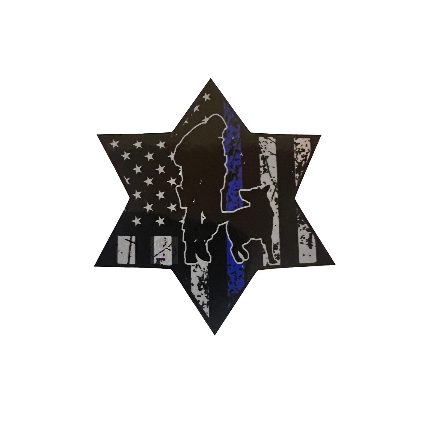 Police K9 and Handler Thin Blue Line USA Flag Sticker