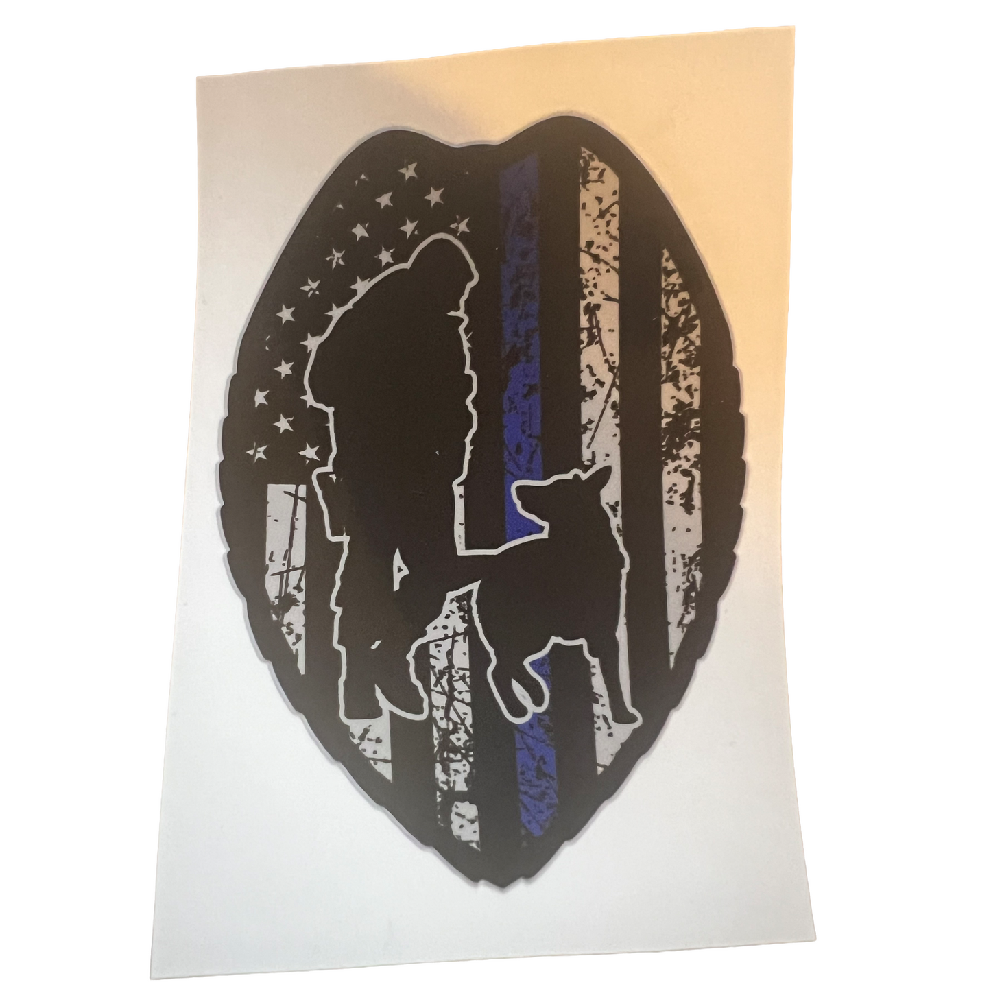 Police K9 and Handler Thin Blue Line USA Flag Sticker