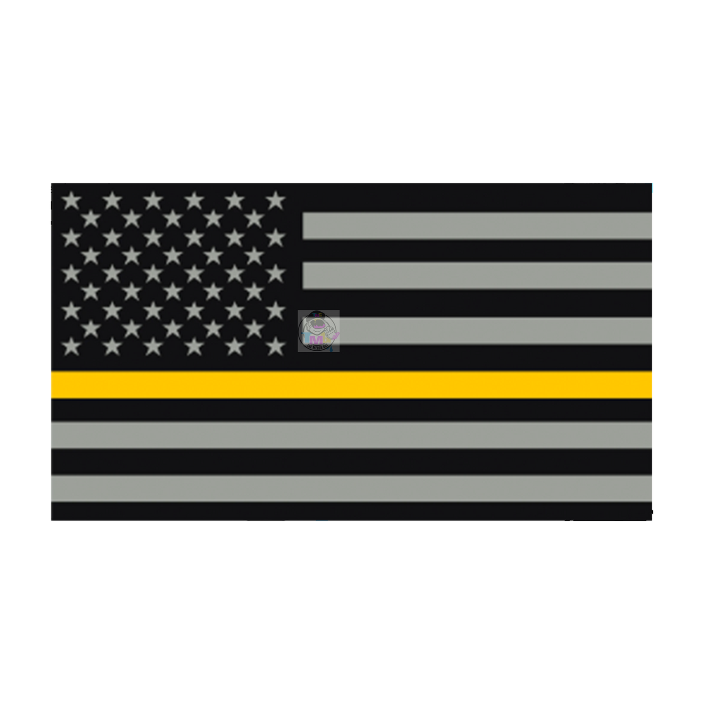 USA Flag Gold Line Flag Sticker Decal - Dispatcher Sticker, Thin Gold Line, 911 Dispatch Sticker