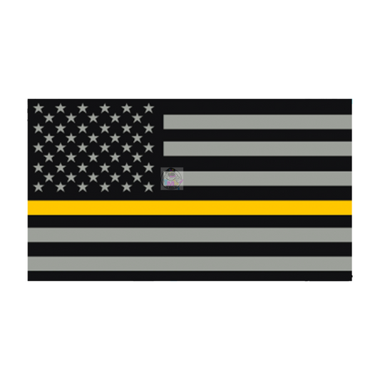 USA Flag Gold Line Flag Sticker Decal - Dispatcher Sticker, Thin Gold Line, 911 Dispatch Sticker