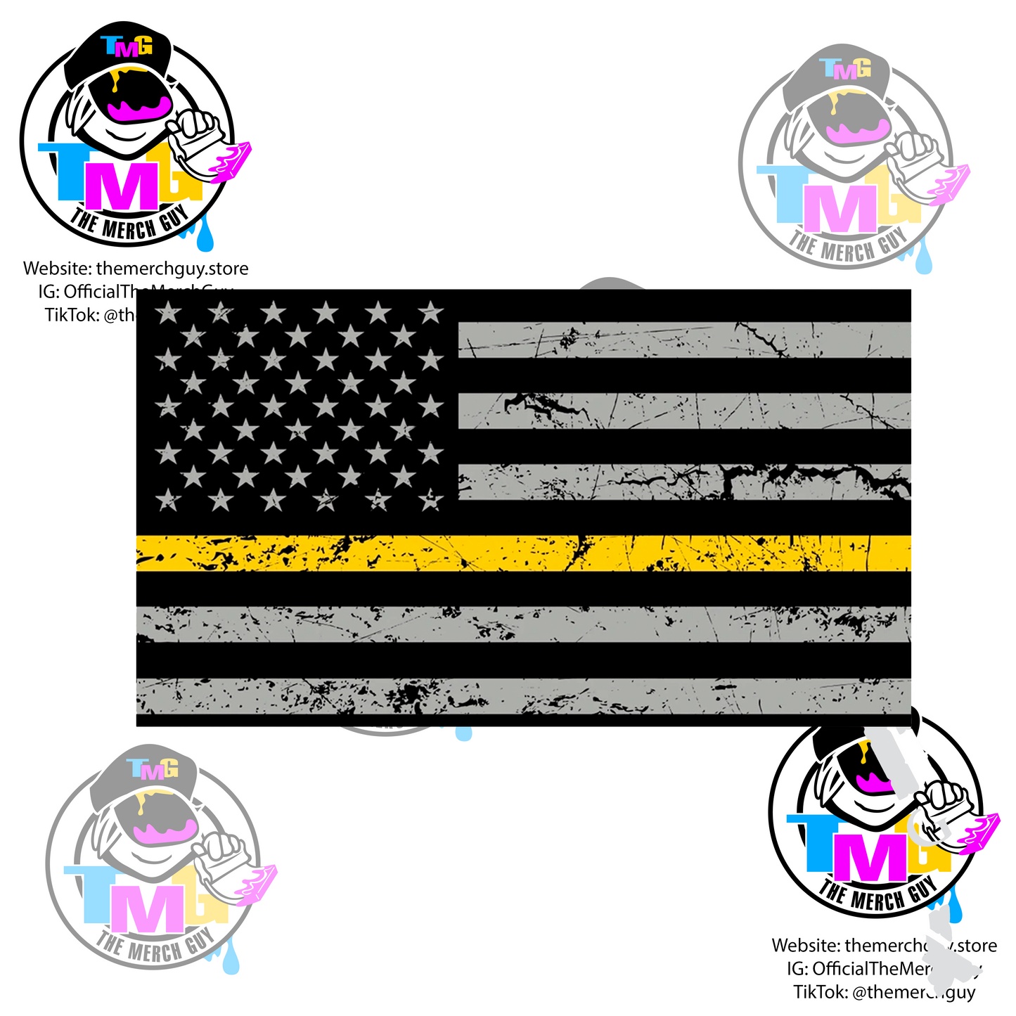 USA Flag Gold Line Flag Sticker Decal - Dispatcher Sticker, Thin Gold Line, 911 Dispatch Sticker