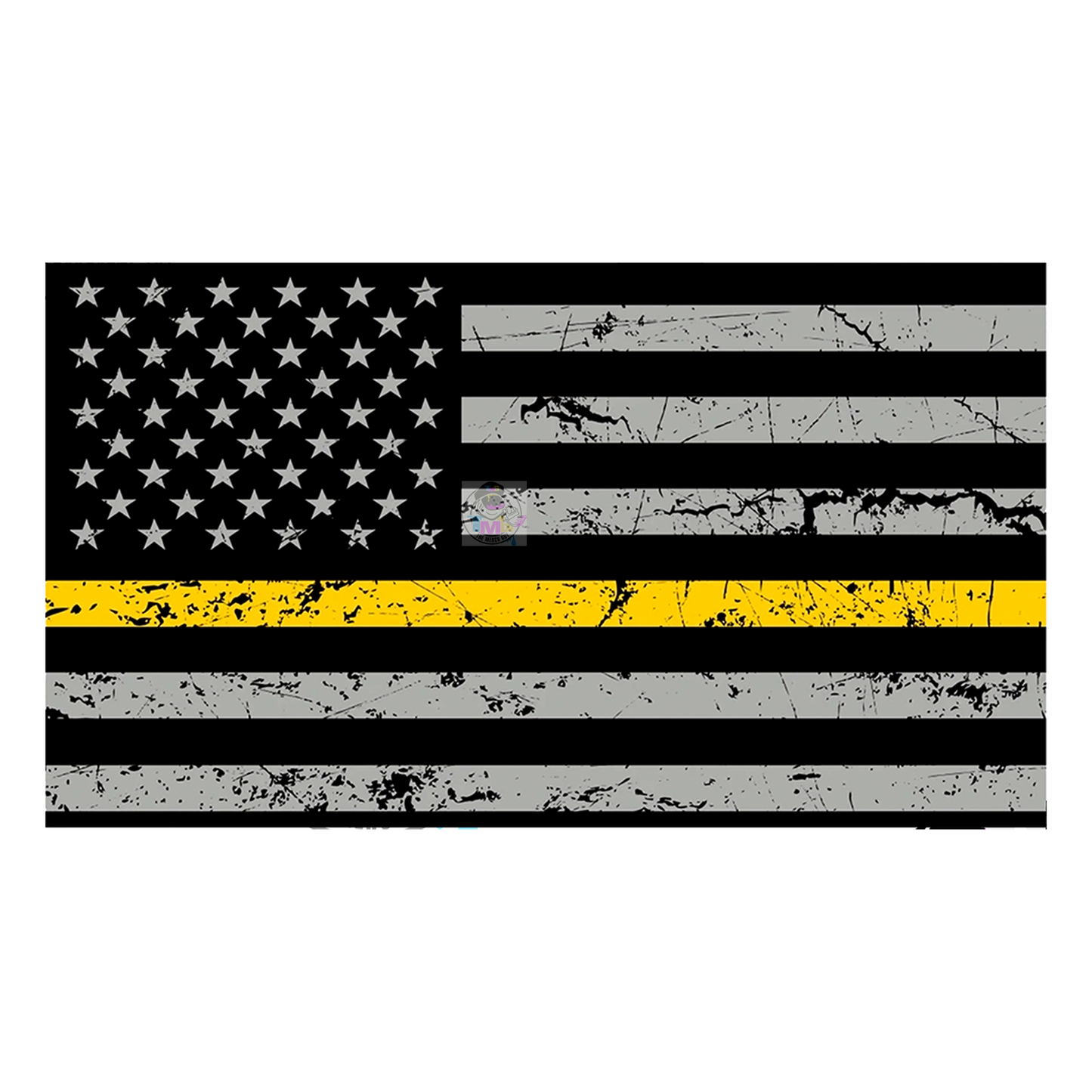 USA Flag Gold Line Flag Sticker Decal - Dispatcher Sticker, Thin Gold Line, 911 Dispatch Sticker