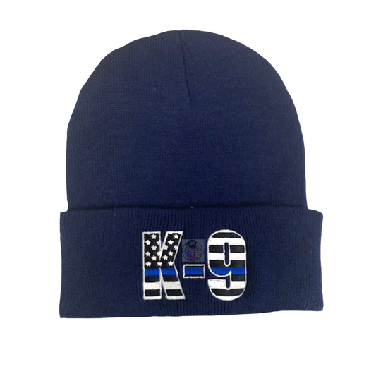 Thin Blue Line K9 Embroidered Beanie