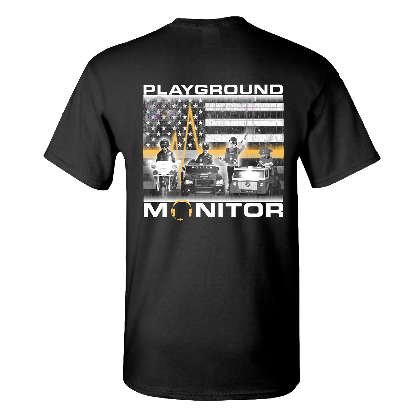 911 Dispatcher Funny Original Playground Monitor Crew Neck T-Shirt