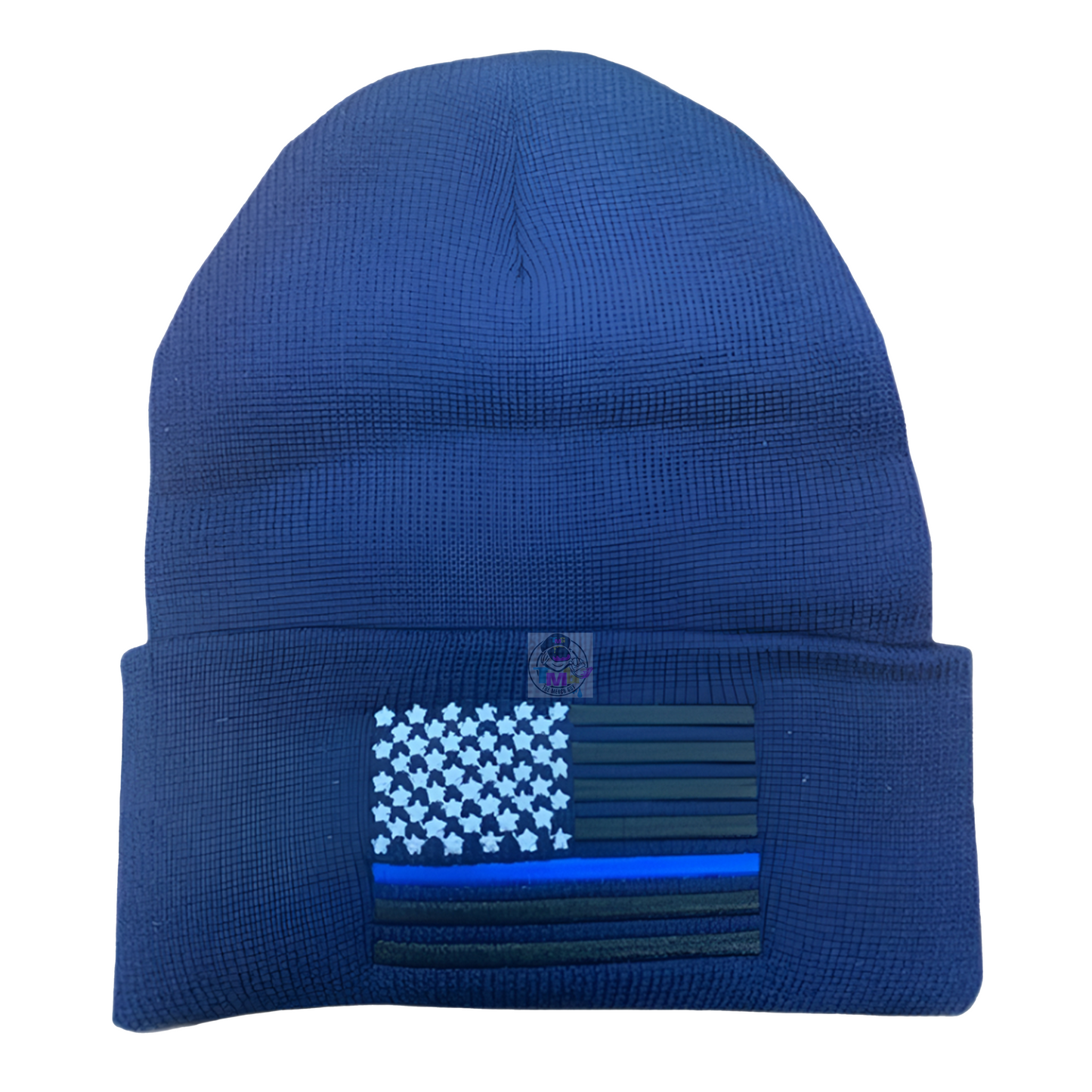 USA Flag Blue Line Embroidered Beanie