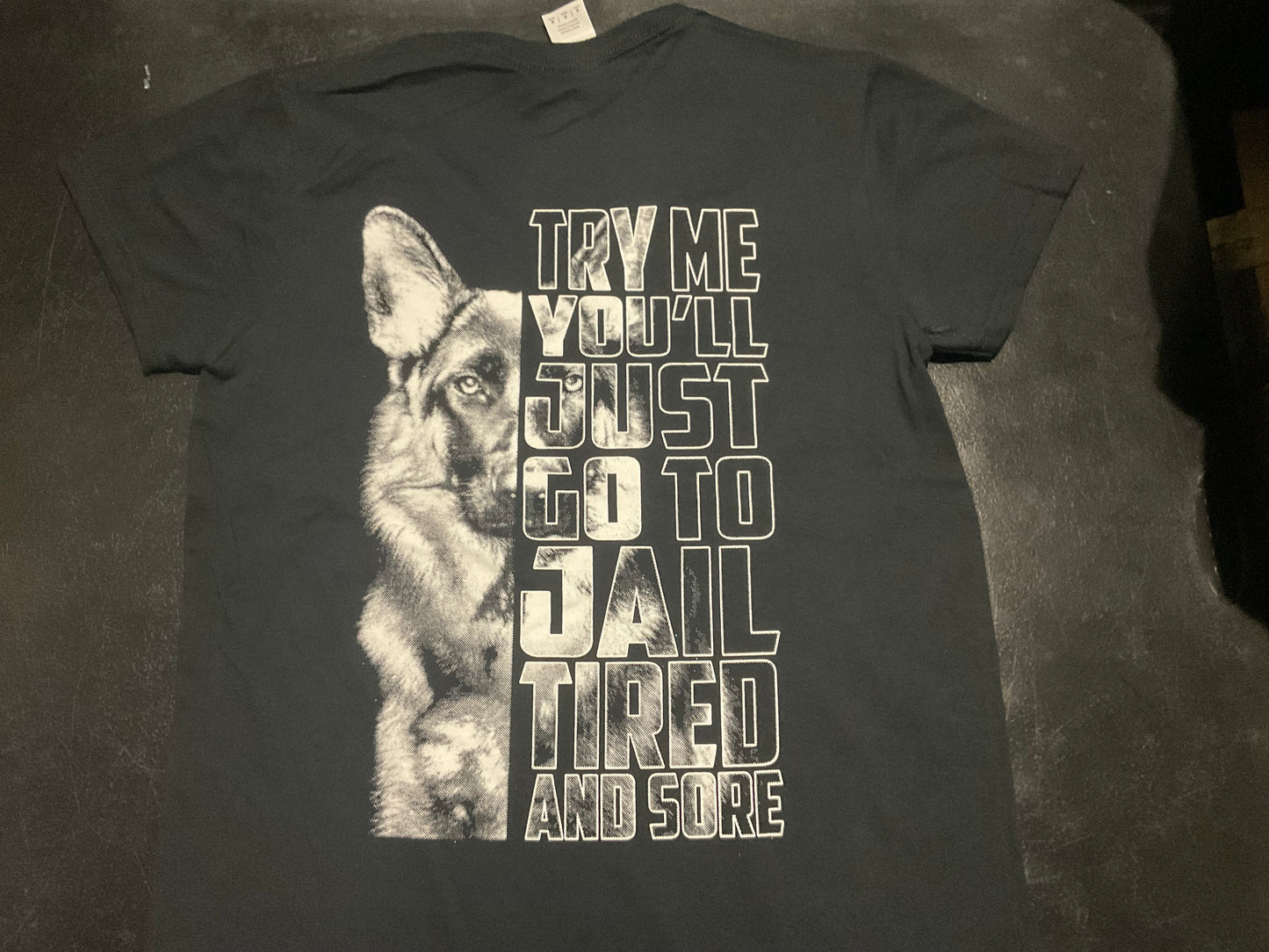 Police K9 Try Me on Lady's Black V-Neck