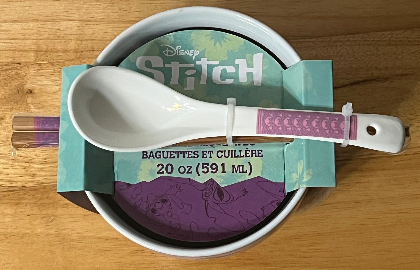 Officially Licensed Stitch 20 oz Ceramic Bowl with Spoon and Chopsticks