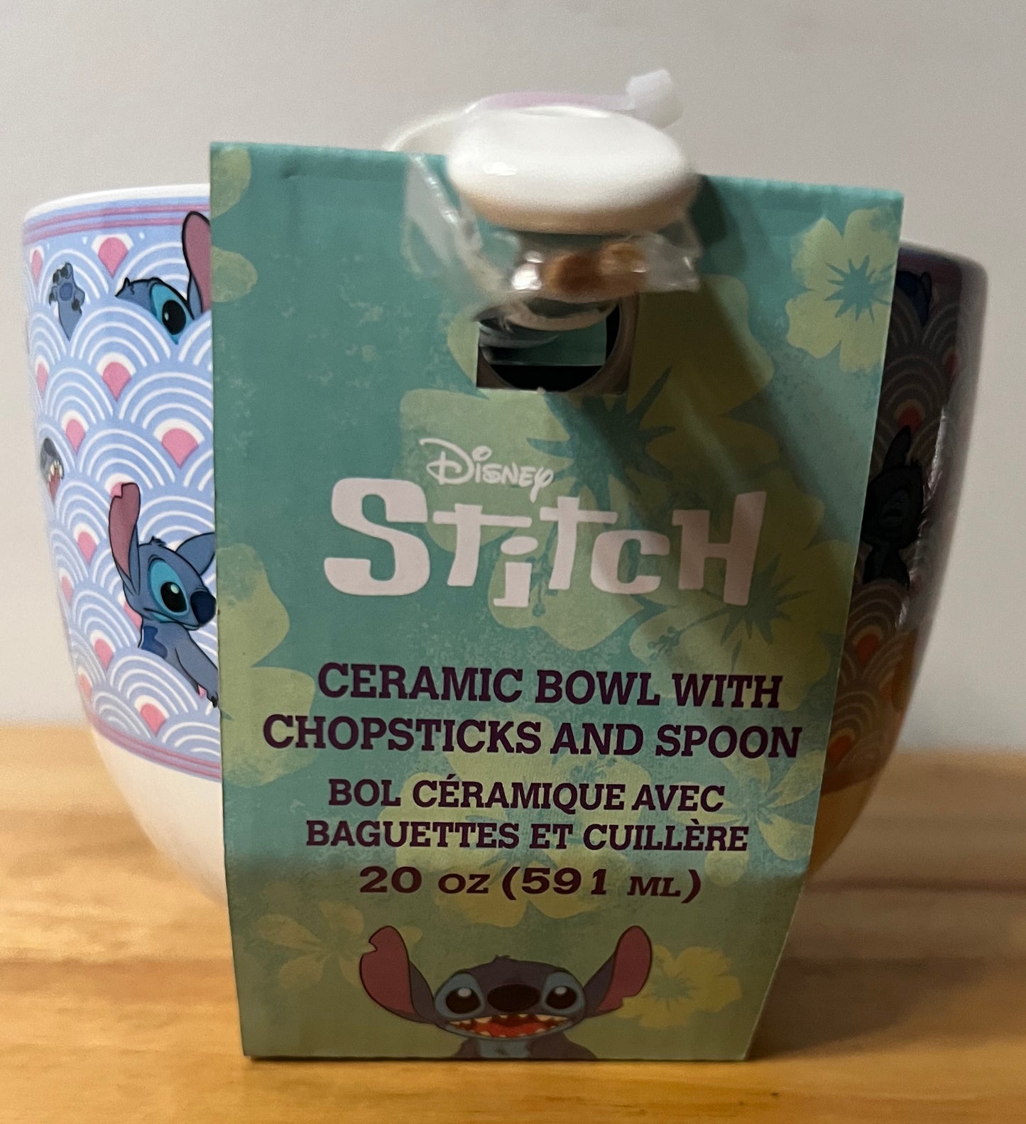 Officially Licensed Stitch 20 oz Ceramic Bowl with Spoon and Chopsticks